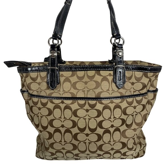COACH Gallery Signature Jacquard North South Tote Shoulder Bag F16566 + Tag - Picture 3 of 12